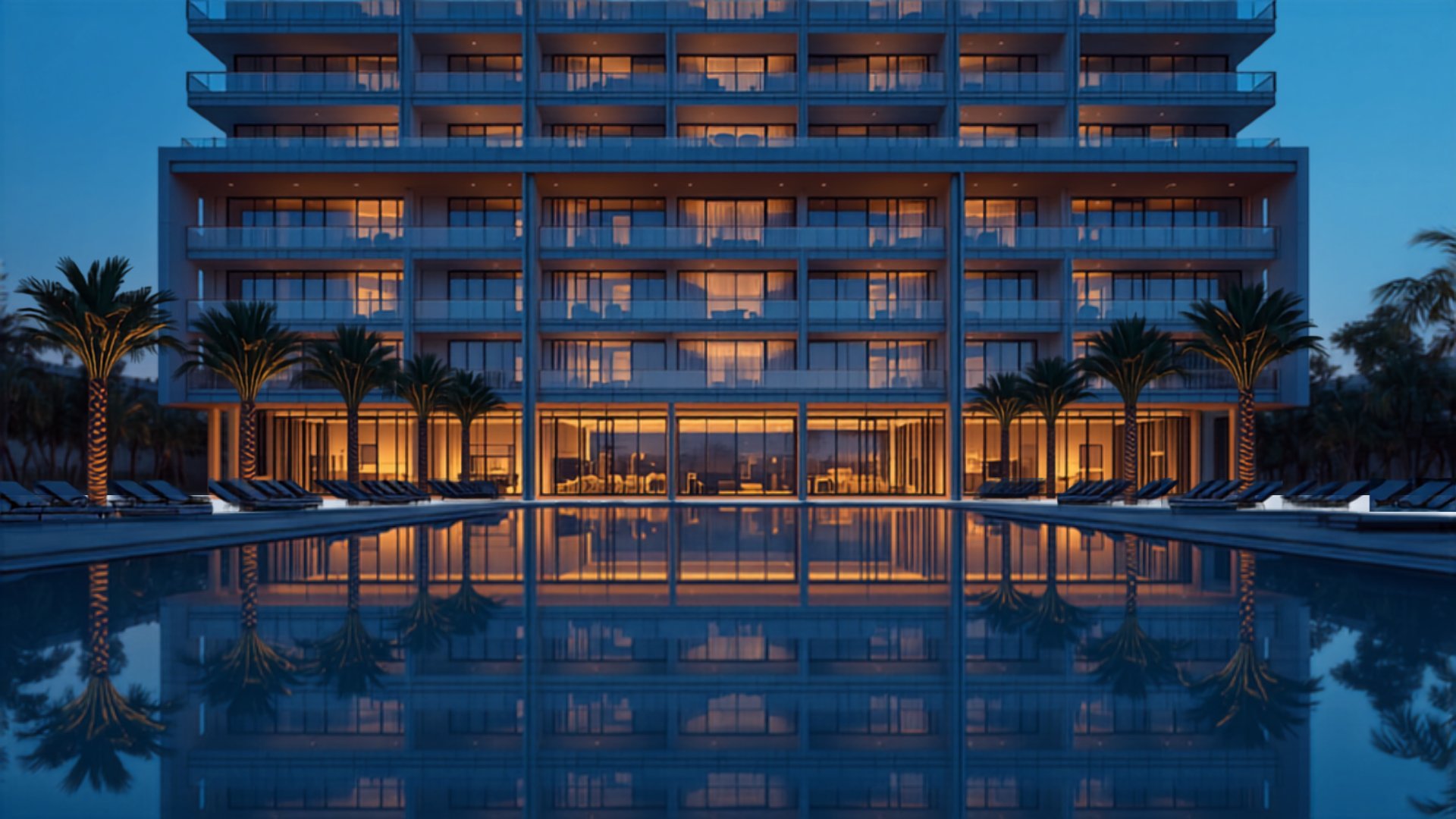 Edificio residencial moderno al atardecer